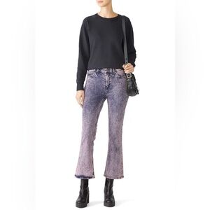 M.i.h. Anthropologie Marty Fluffy Pink Acid Wash Cropped Flare Jeans 32